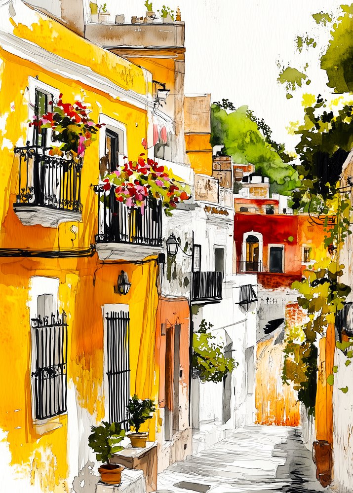 Colorful Mediterranean Alley by Justyna Jaszke
