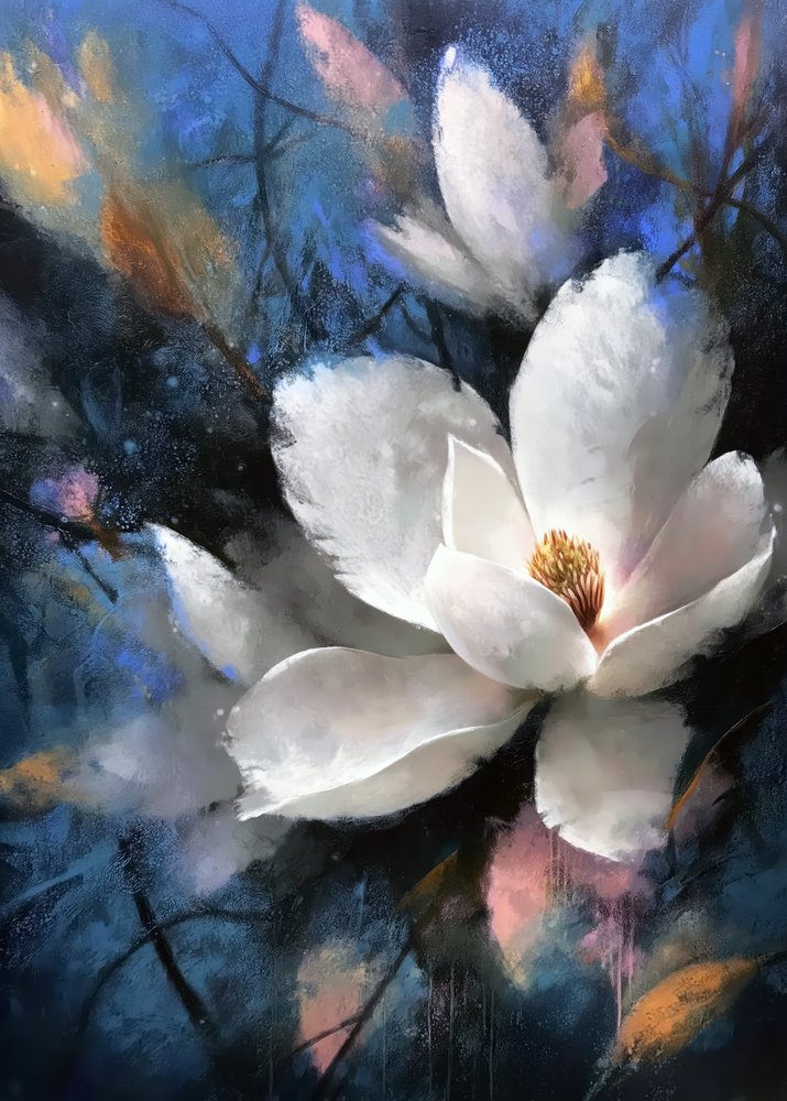 Elegant Magnolia Bloom by Justyna Jaszke