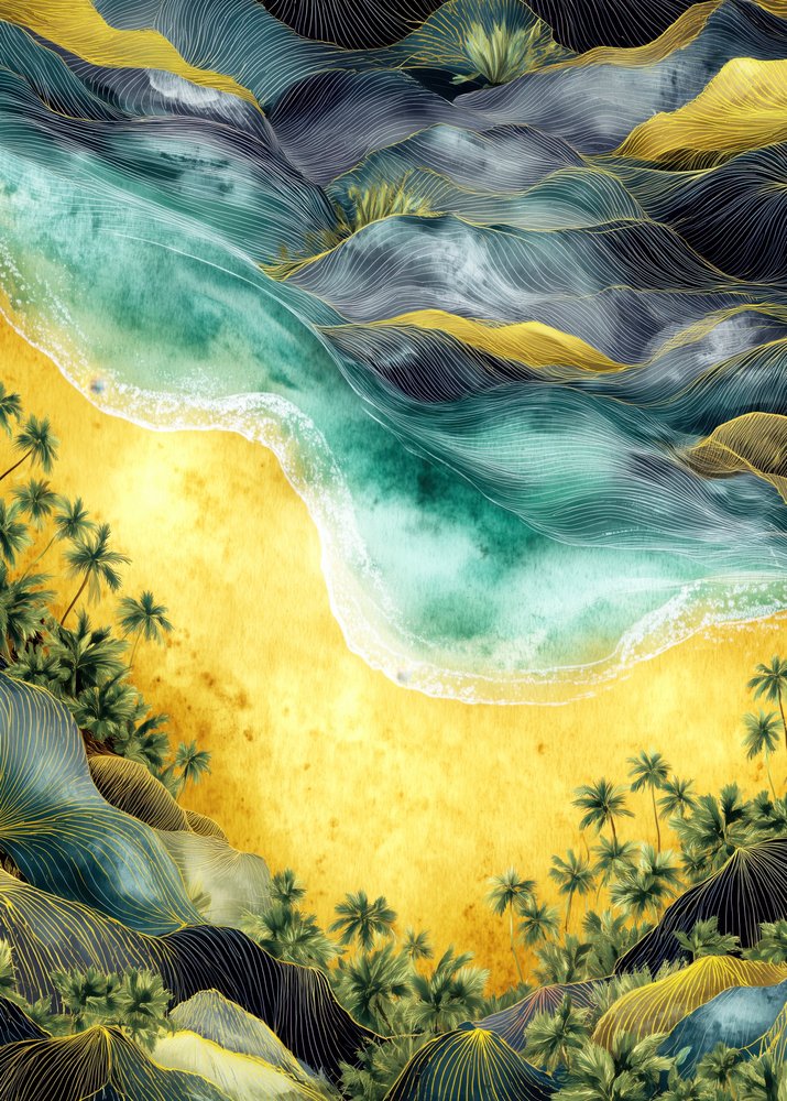 Golden Beach Abstract by Justyna Jaszke