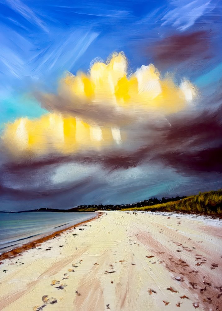 Golden Clouds Over Beach by Justyna Jaszke