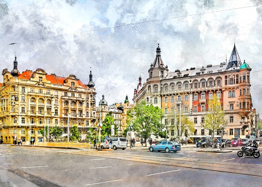 Historic European City Street by Justyna Jaszke
