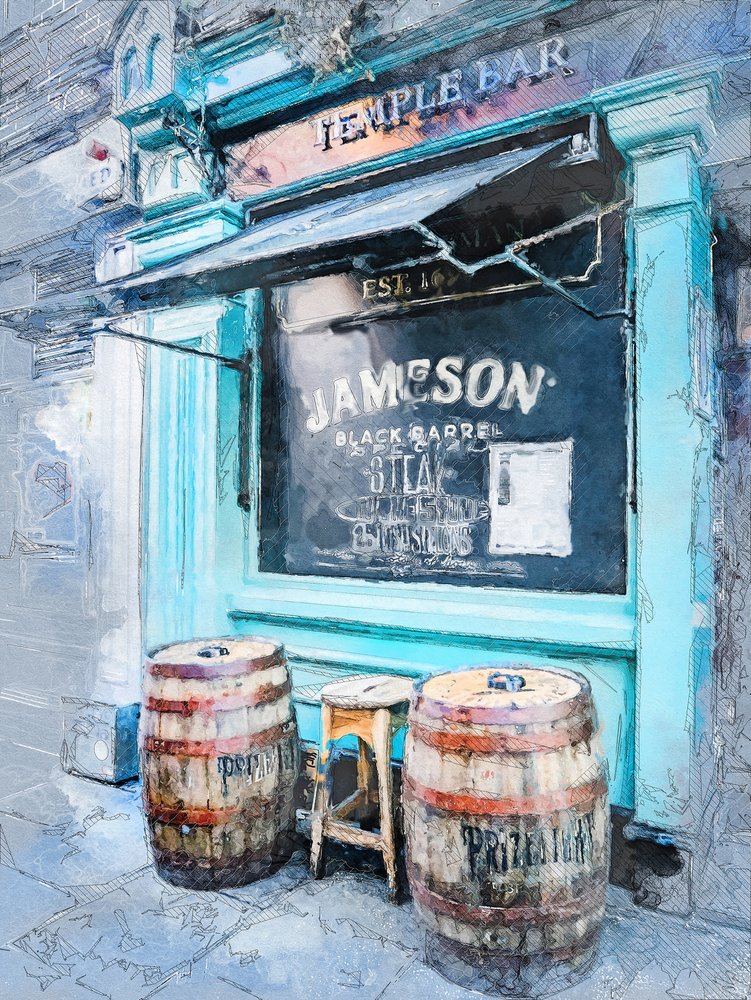 Rustic Blue Bar Entrance by Justyna Jaszke