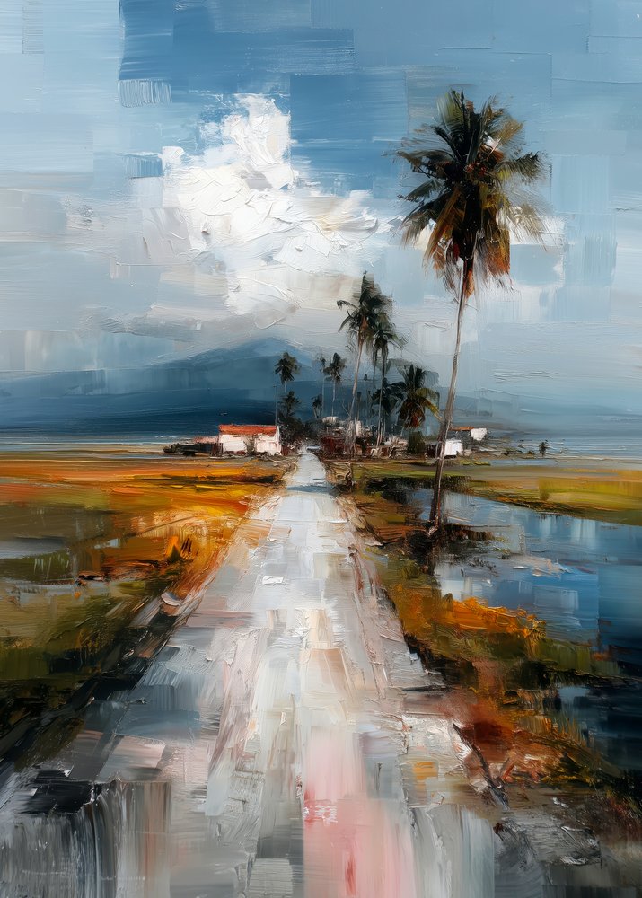 Serene Village Road by Justyna Jaszke