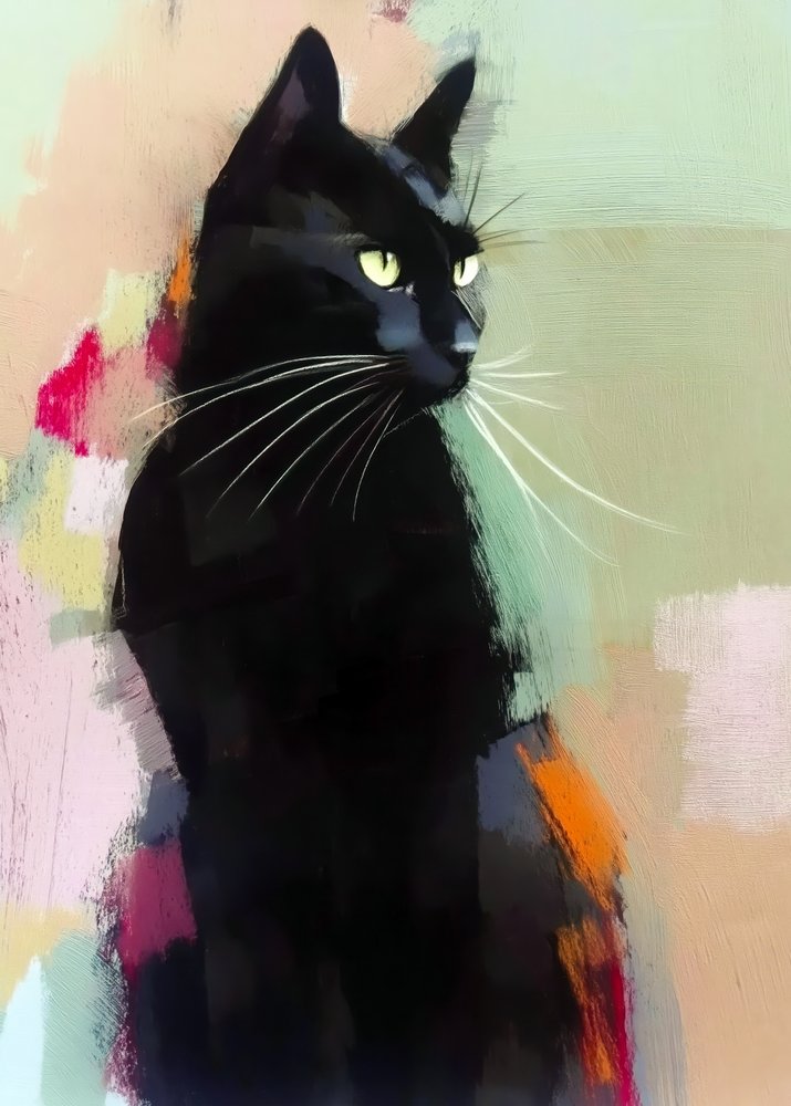Vibrant Black Cat by Justyna Jaszke