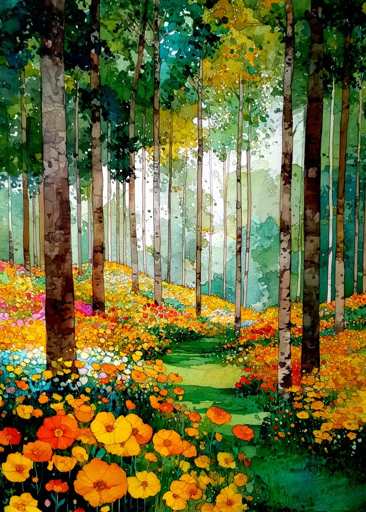Vibrant Forest Path by Justyna Jaszke