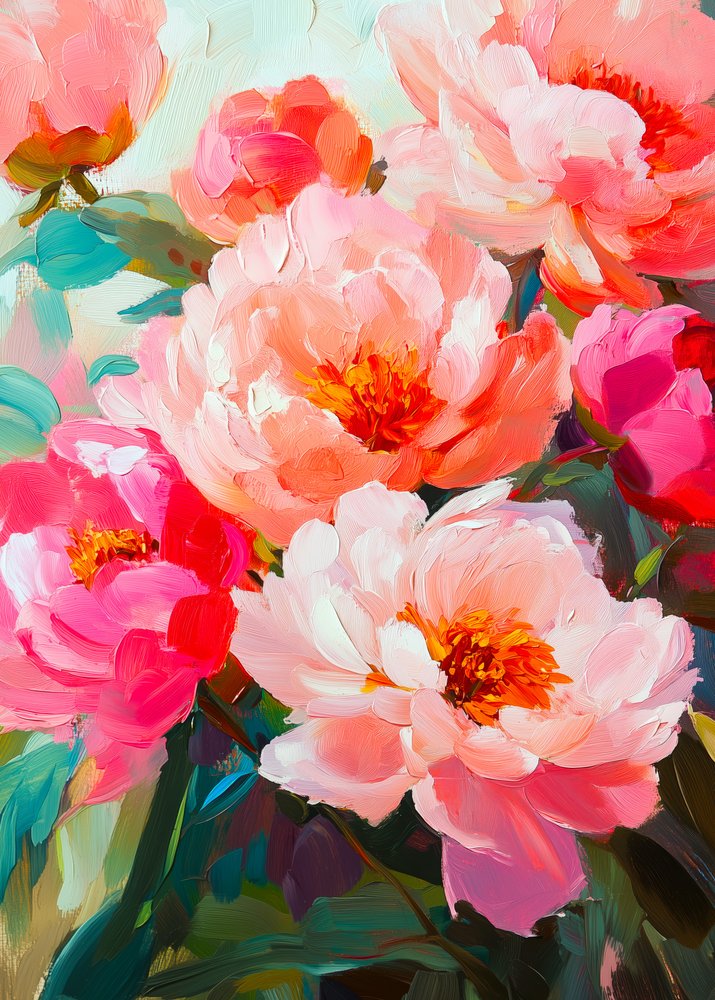 Vibrant Peony Blooms by Justyna Jaszke