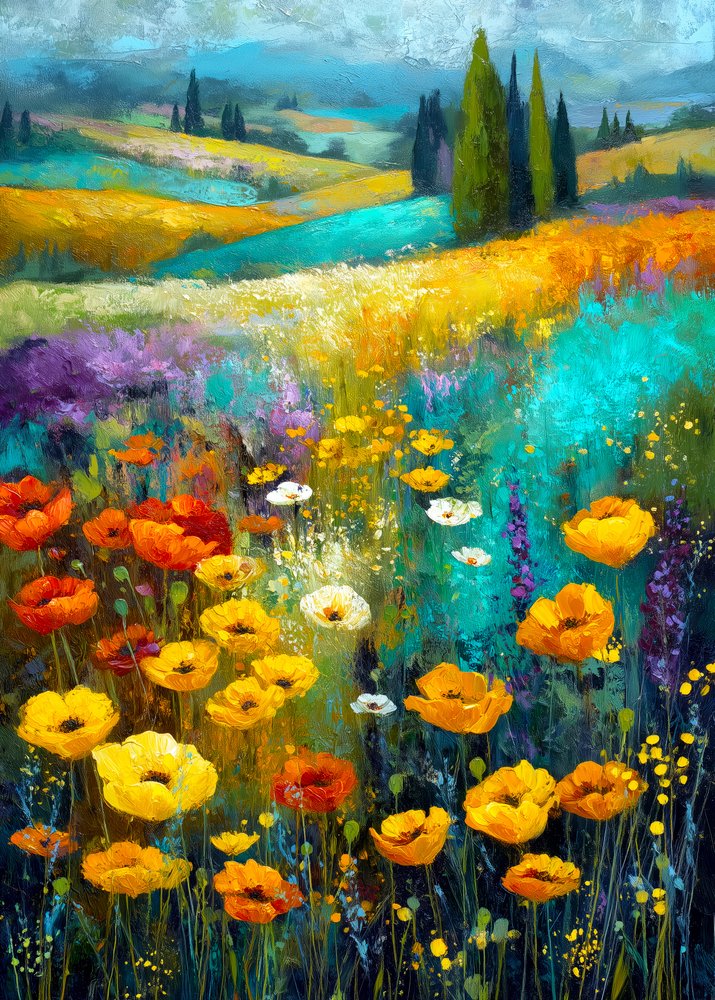 Vibrant Poppy Fields by Justyna Jaszke