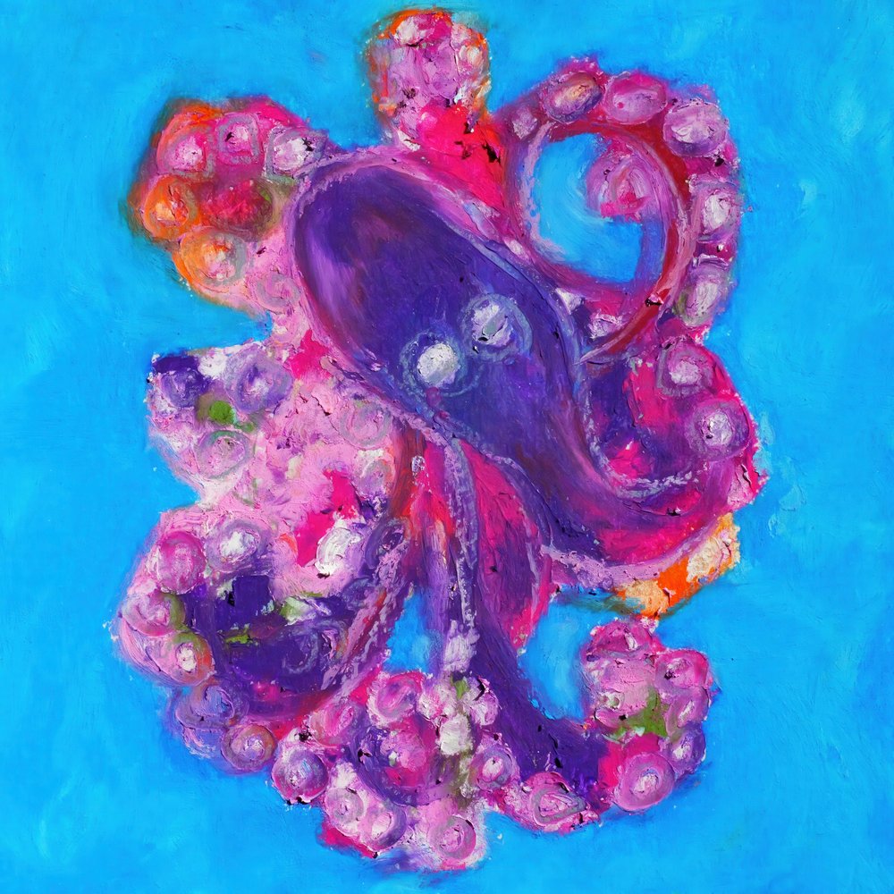 Vibrant Purple Octopus by Justyna Jaszke