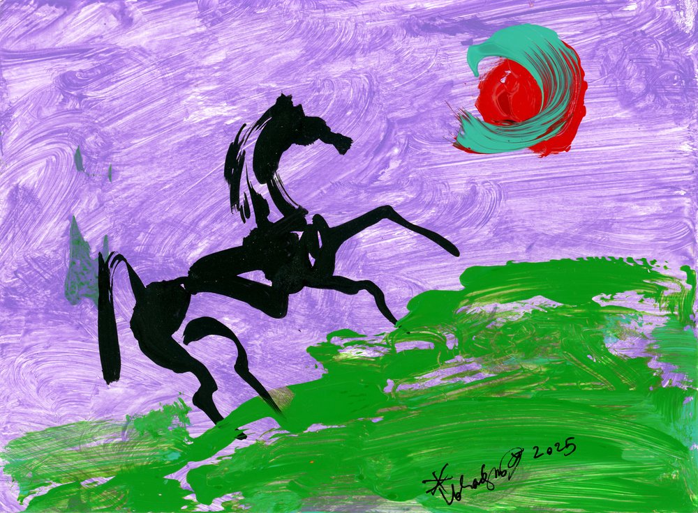 Abstract Horse Purple Sky by Kanat Ibragimov