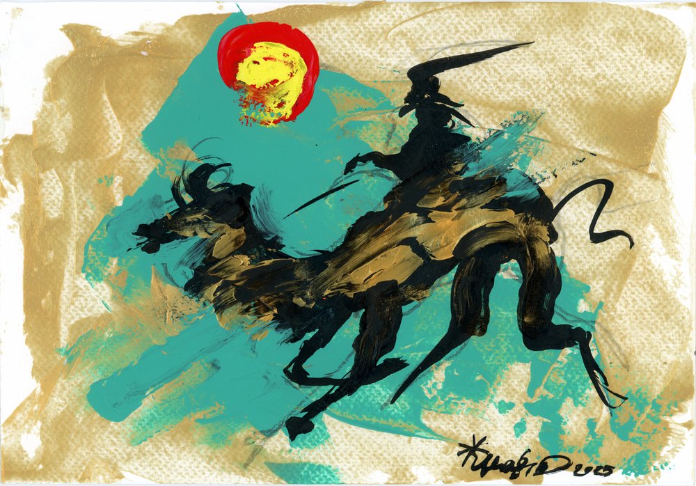 Dynamic Rider Golden Horse by Kanat Ibragimov