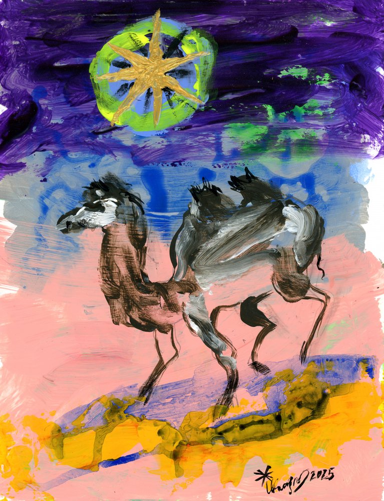 Starry Desert Camel by Kanat Ibragimov