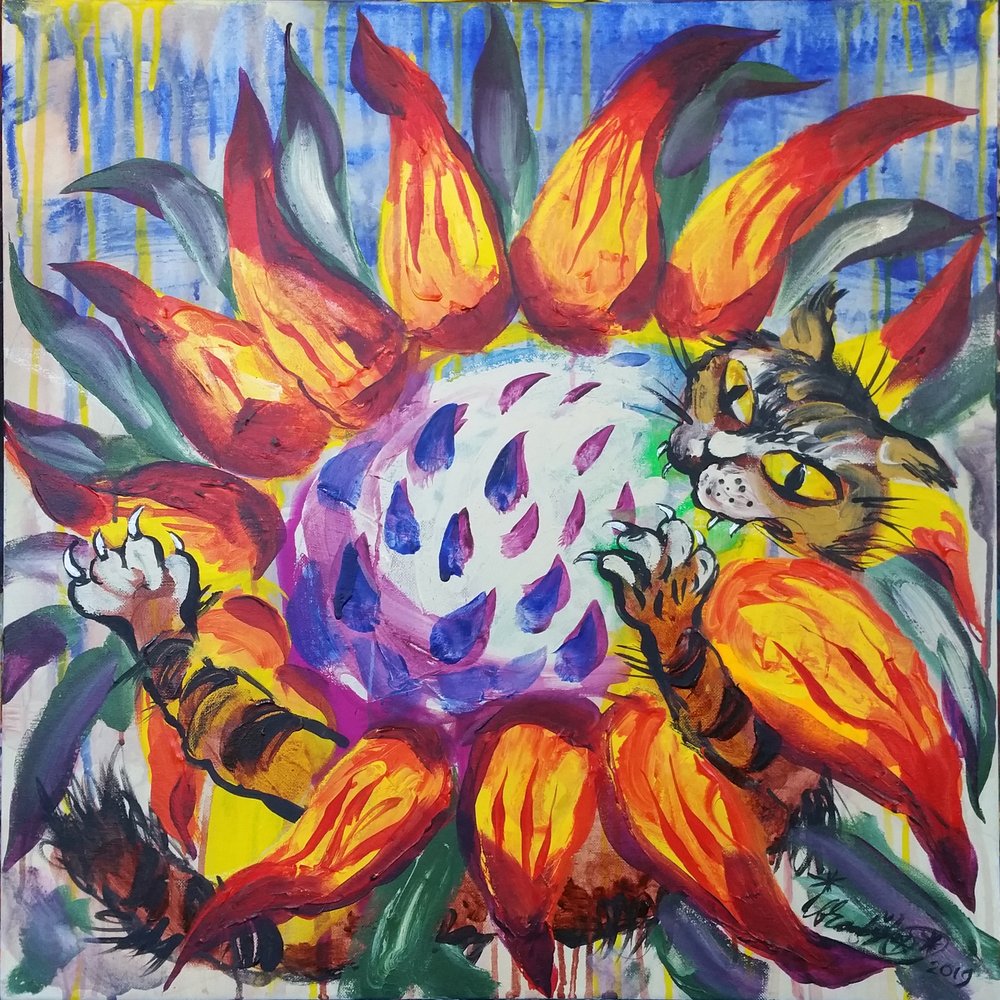 Vibrant Cat Blossom by Kanat Ibragimov