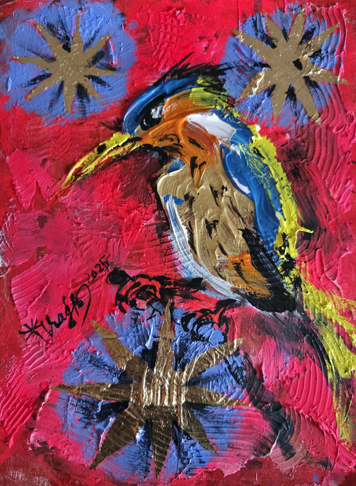 Vibrant Kingfisher Perch by Kanat Ibragimov