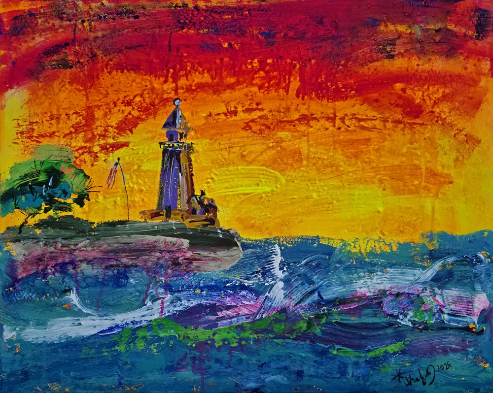 Vibrant Lighthouse Sunset by Kanat Ibragimov