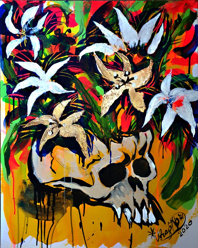 Vibrant Skull Blooms by Kanat Ibragimov