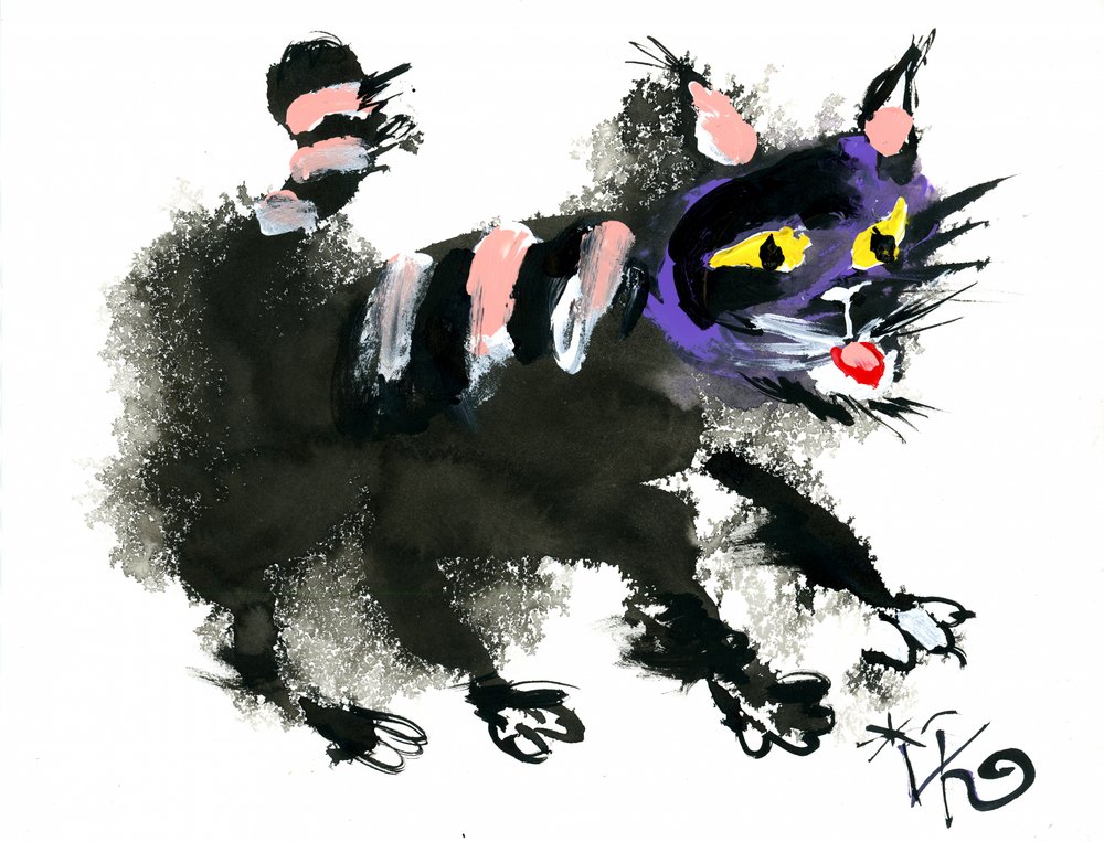 Whimsical Black Cat by Kanat Ibragimov