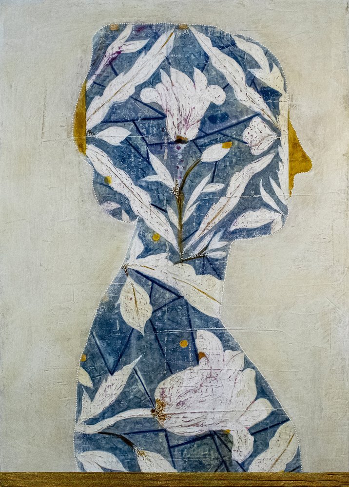 Elegant Floral Woman Profile by Karenina Fabrizzi
