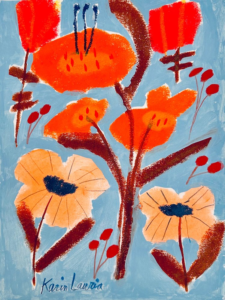 Vibrant Floral Abstract by Karin Lauria