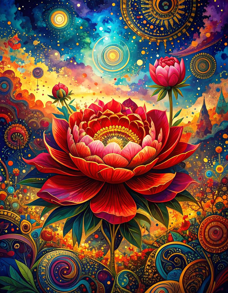 Vibrant Cosmic Flower by Kay Shanley