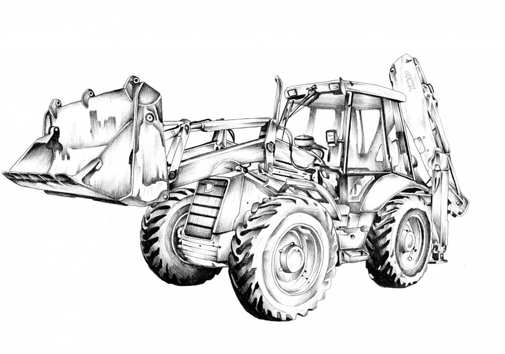 Detailed Backhoe Loader by Kulik