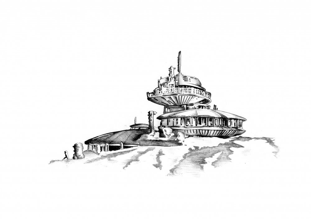 Futuristic Mountain Building by Kulik