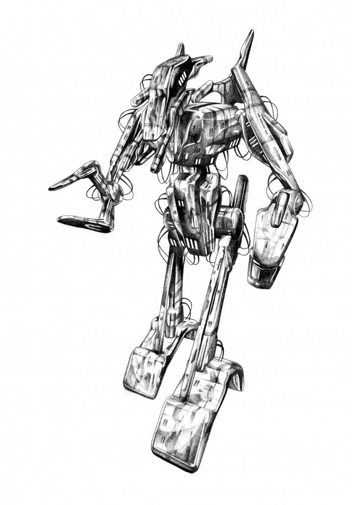 Futuristic Robot Drawing by Kulik