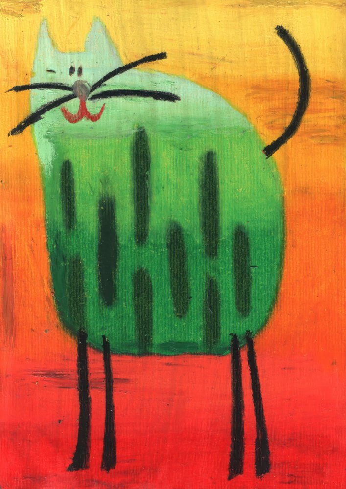 Happy Green Cat by Kulik