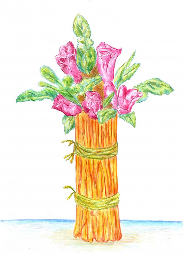 Rustic Vase Pink Flowers by Kulik