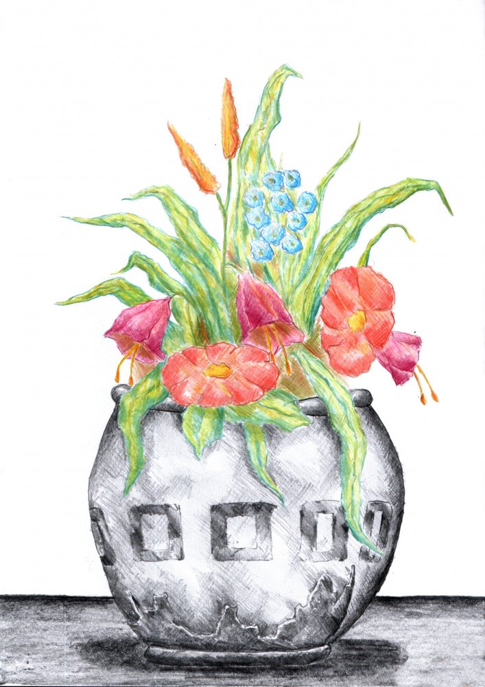 Vibrant Floral Drawing by Kulik