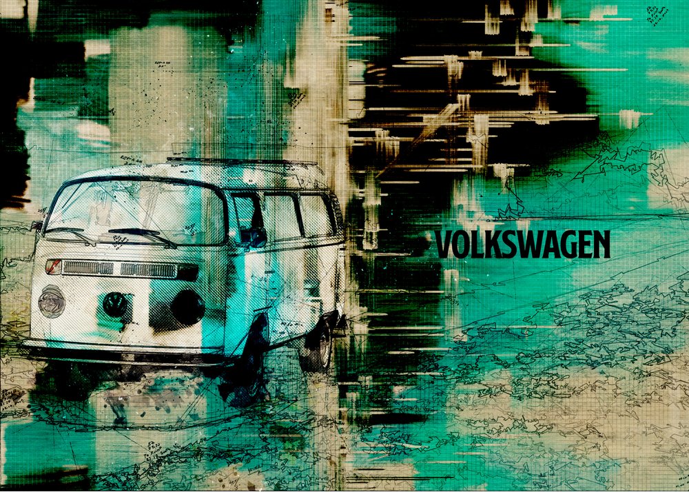 Abstract Van Road Trip by Lembayung senja studio [Vintage Poster]