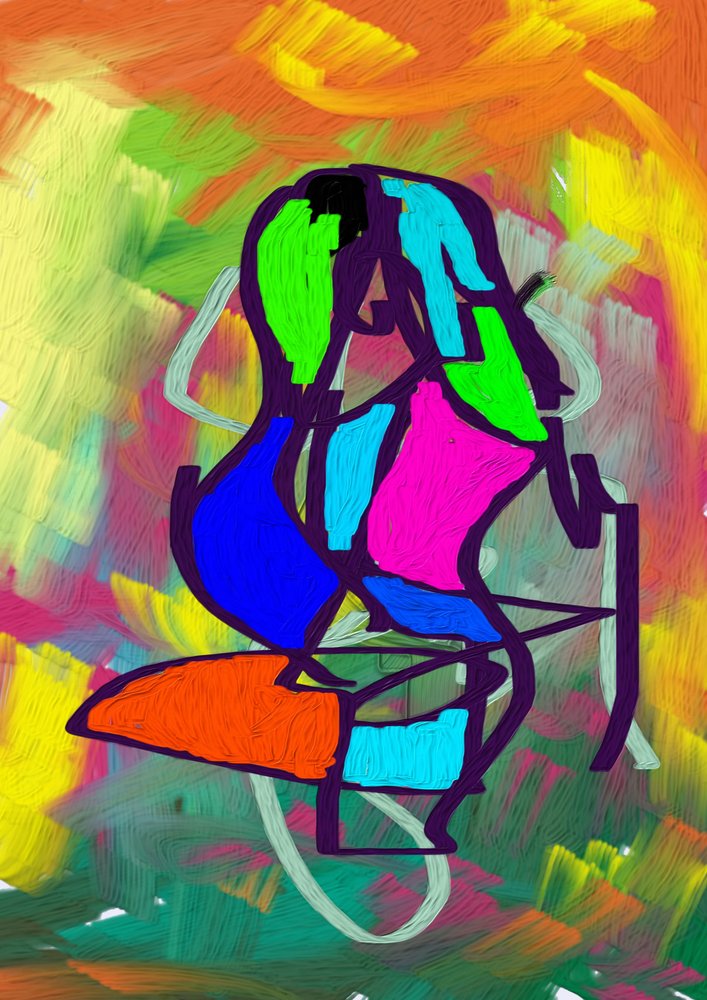 Abstract Woman Sitting by Lembayung senja studio [Vintage Poster]