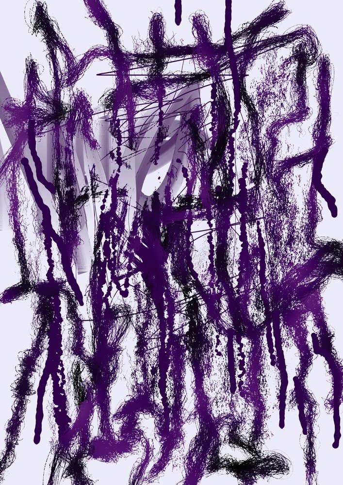 Chaotic Purple Drip Lines by Lembayung senja studio [Vintage Poster]
