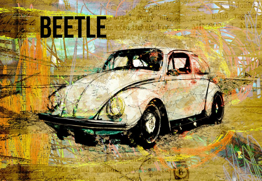 Golden Beetle Classic by Lembayung senja studio [Vintage Poster]