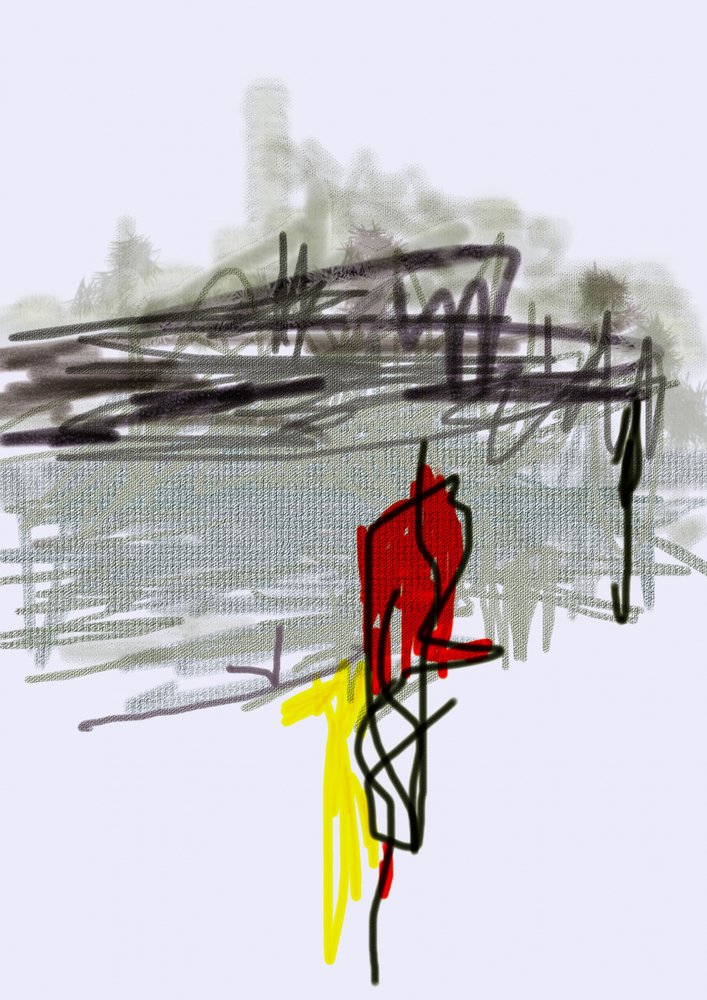 Red Figure Urban Abstract by Lembayung senja studio [Vintage Poster]