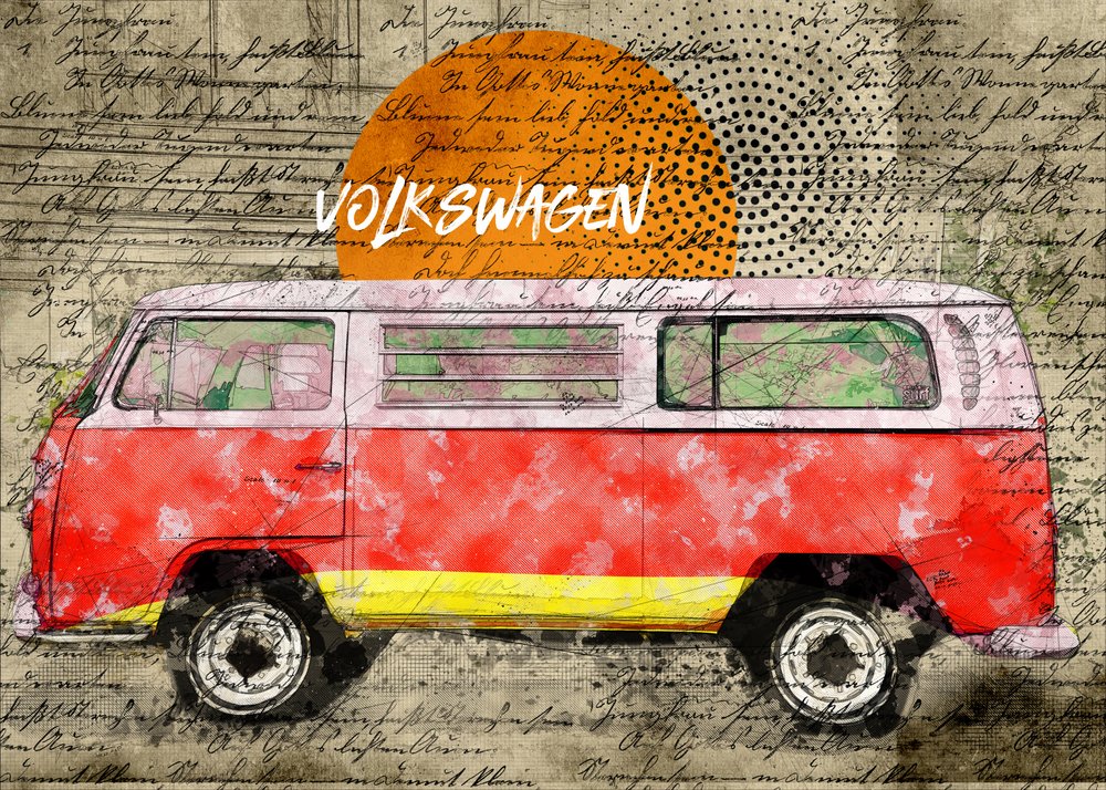 Retro Camper Van by Lembayung senja studio [Vintage Poster]