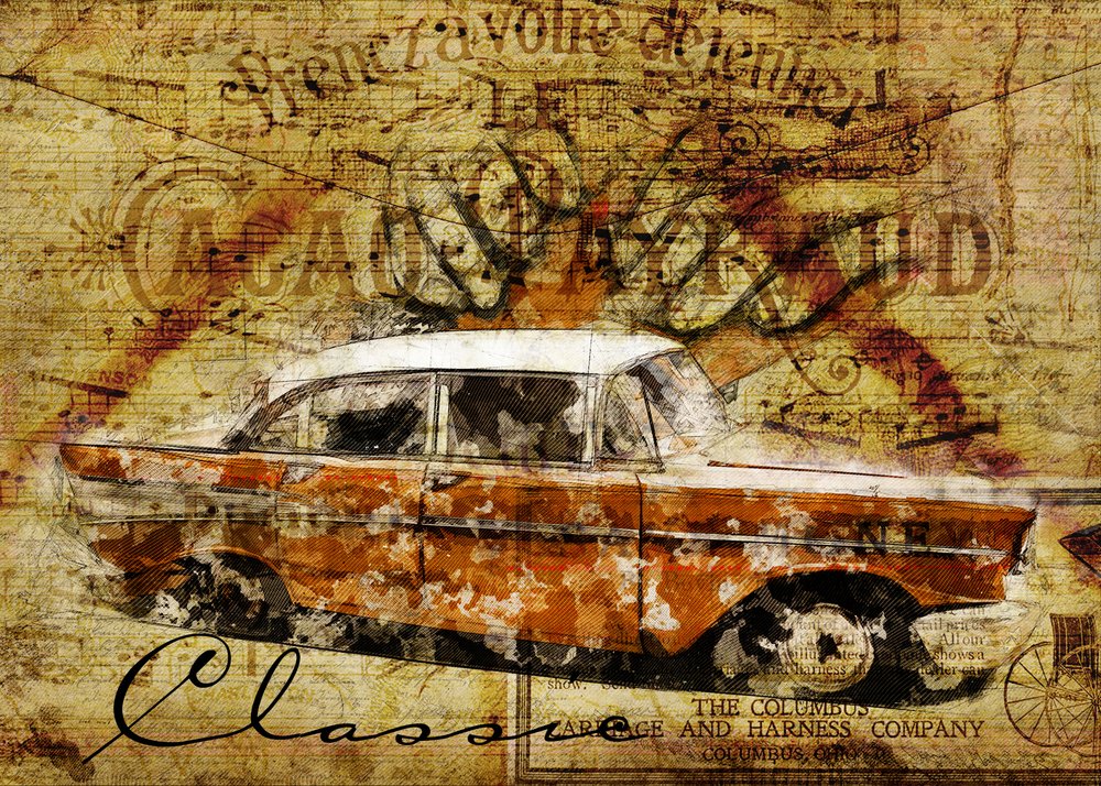 Rustic Classic Car by Lembayung senja studio [Vintage Poster]