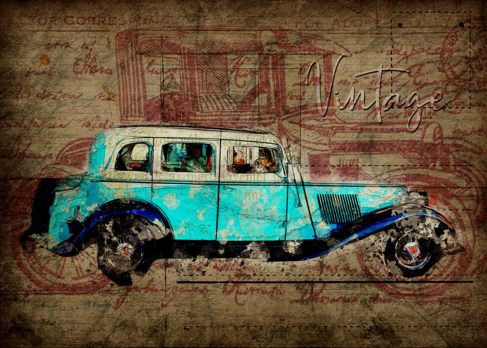 Rustic Vintage Car by Lembayung senja studio [Vintage Poster]