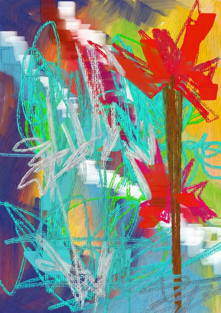Vibrant Abstract Flower by Lembayung senja studio [Vintage Poster]