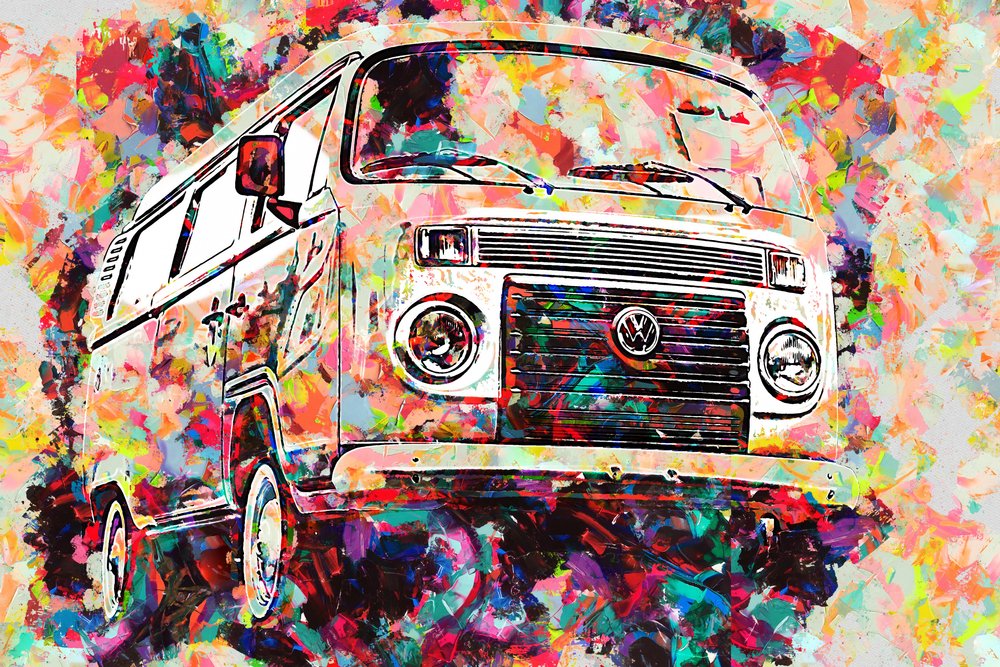 Vibrant Abstract Van by Lembayung senja studio [Vintage Poster]