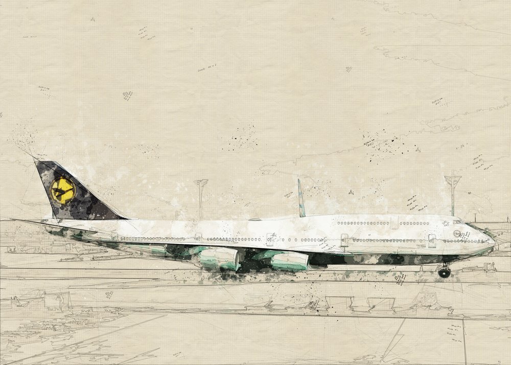 Vintage Aviation Sketch by Lembayung senja studio [Vintage Poster]