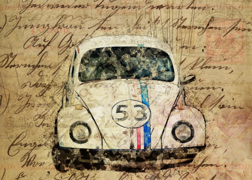 Vintage Beetle Art by Lembayung senja studio [Vintage Poster]
