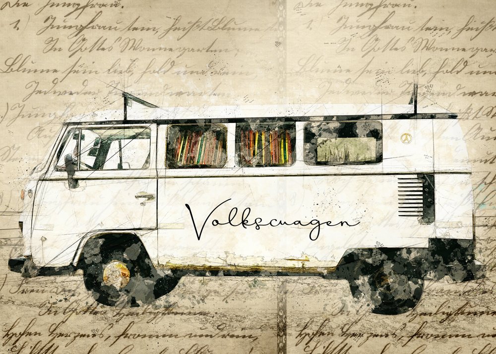 Vintage Camper Van by Lembayung senja studio [Vintage Poster]