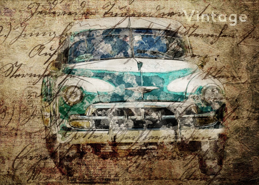 Vintage Car Script by Lembayung senja studio [Vintage Poster]
