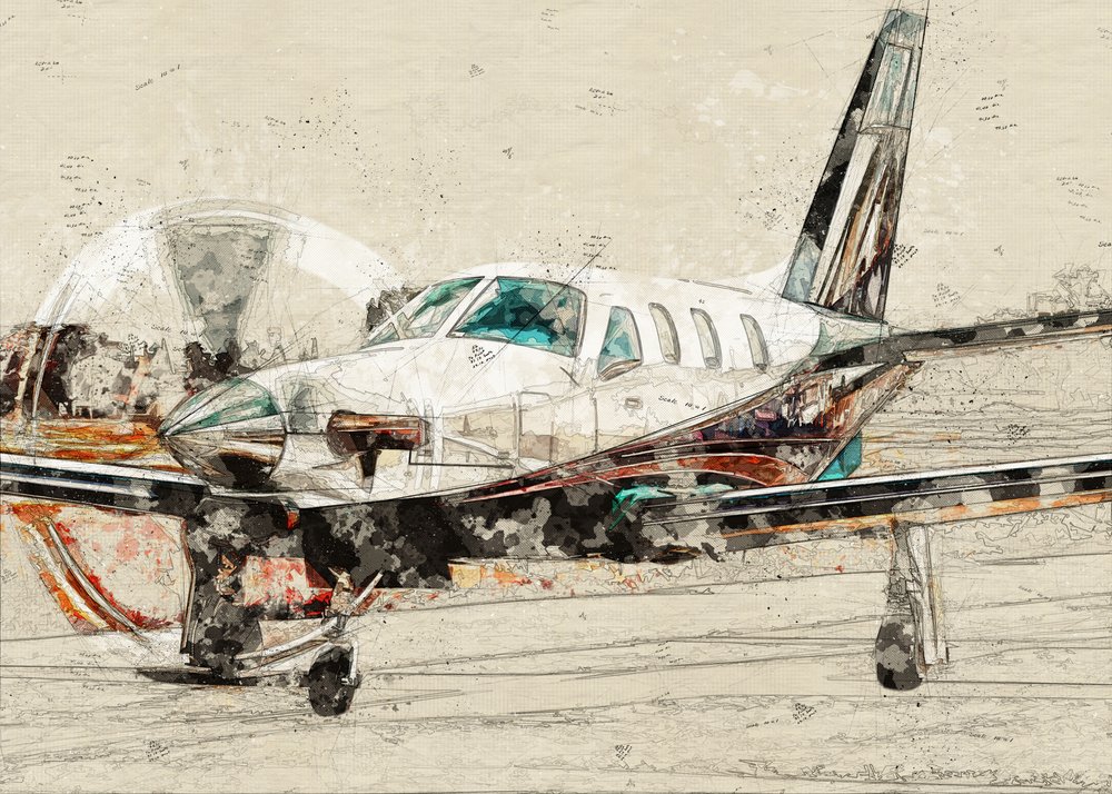 Vintage Prop Plane Sketch by Lembayung senja studio [Vintage Poster]