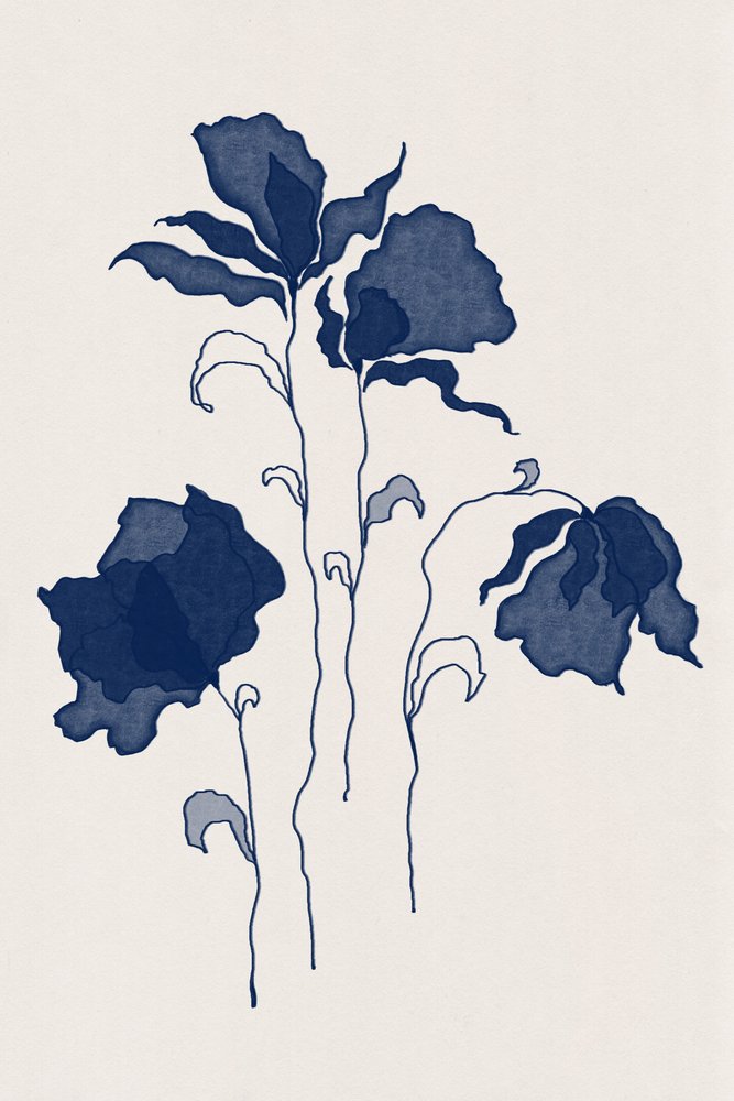 Dark Blue Blooms by Lena Refur