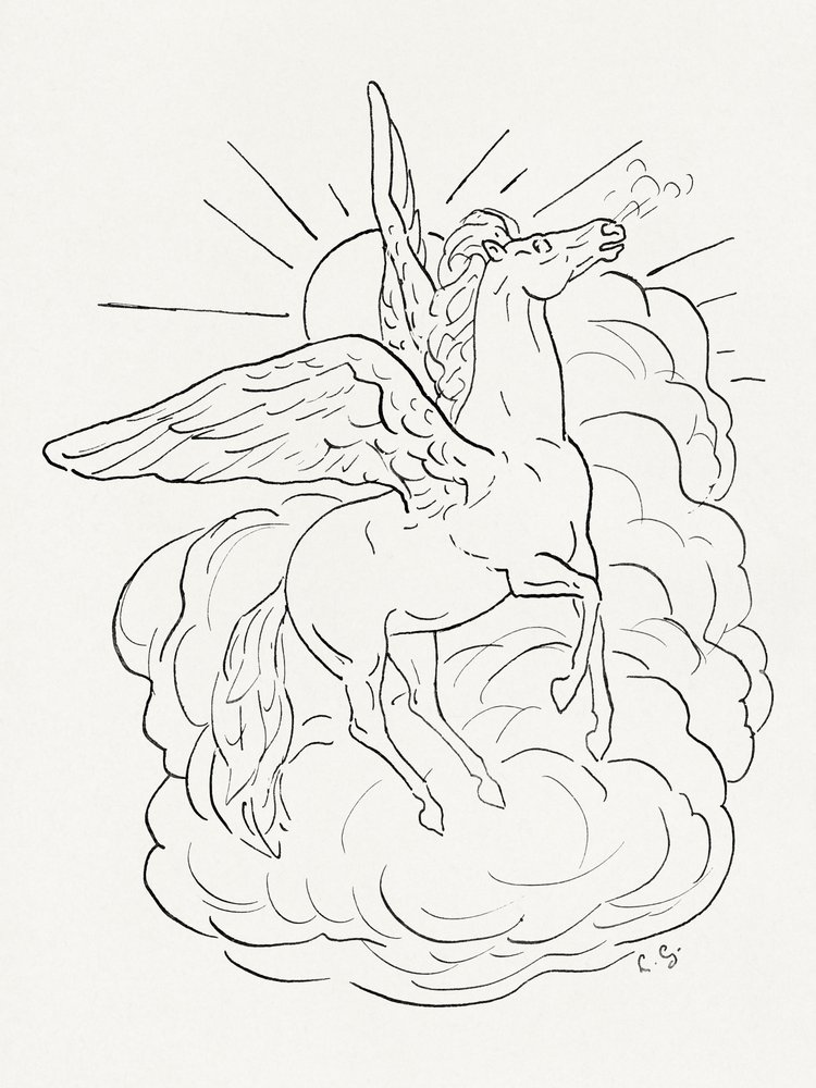 Pegasus Flies In Front of a Cloud by Leo Gestel