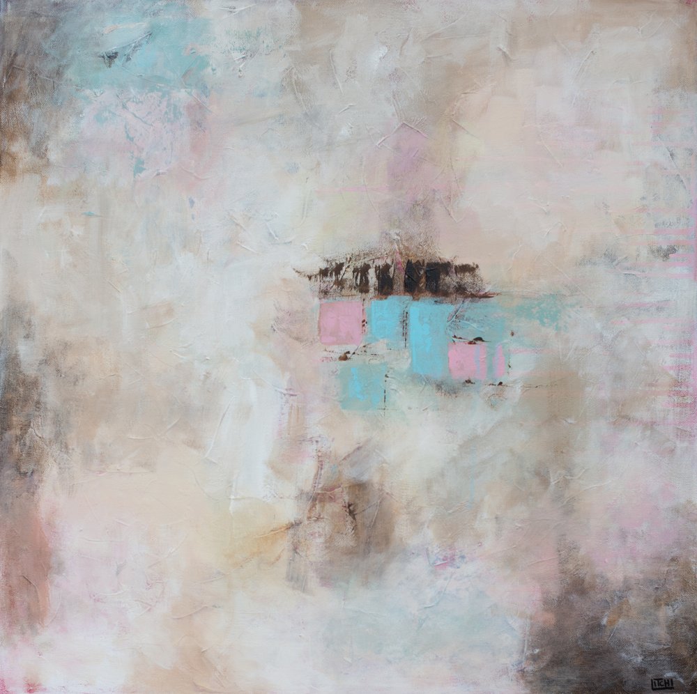 Pink Blue Abstract Forms by Lillian Christiansson