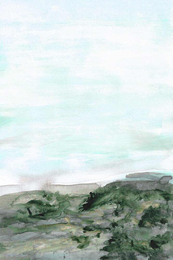 Calm Green Coastal Landscape by Lori Ann Folz