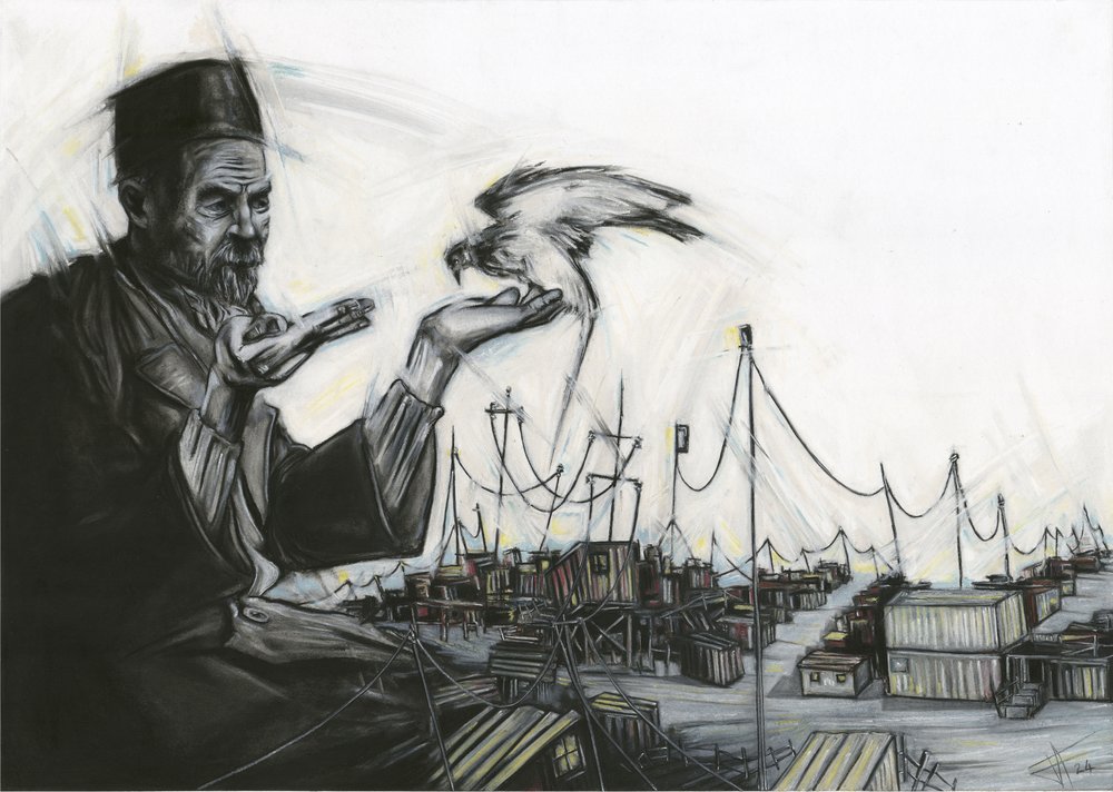 Old Man and Falcon by Lourens Joubert