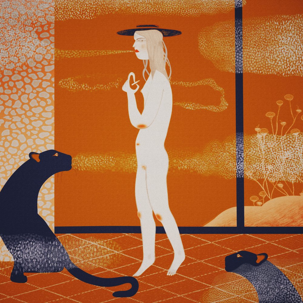 Mysterious Woman and Panthers by Luca di Napoli